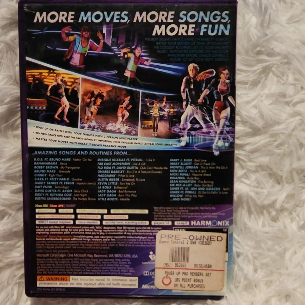 Microsoft XBox 360 Kinect Dance Central 2 Game With Instruction Booklet